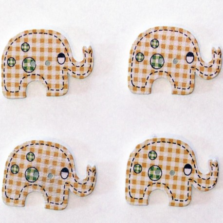 Boutons en Bois Eléphant - Lot de 10