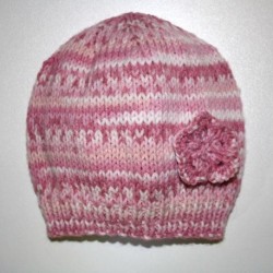 Bonnet Bébé effet Fairisle avec Fleur