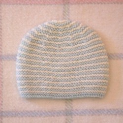 Bonnet Bébé : Point de Mousse Rayures Pastel