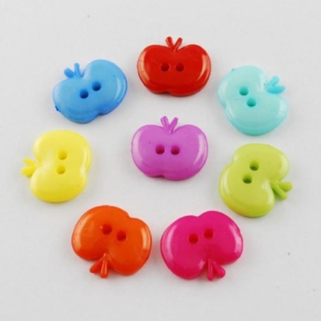 Boutons Pomme Multicolore 14mm - Lot de 25