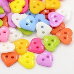 Boutons Coeur Multicolore 10mm - Lot de 25