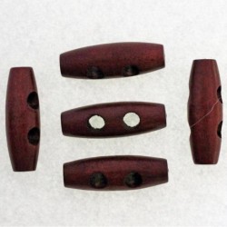 Bouton Buchette en Bois Marron 35mm - Lot de 10