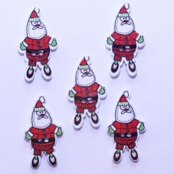 Bouton de Noël en Bois - Père Noel / Santa Clause 19mm - Lot de 10