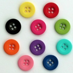 Boutons Unis avec 4 Trous en Resine 13mm - Lot de 50 Couleurs Mixte