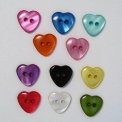 Boutons Coeur 13mm Multicolore - Lot de 10