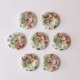 Boutons en Bois Motif Vert 15mm avec 4 Trous - Lot de 10