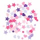 Boutons Dress It Up : MM Shapes Princess Mix - Mini Coeurs Etoiles Rose Violet