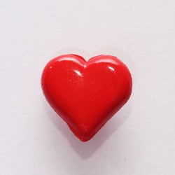 Lot de 10 x Boutons Coeur à Queue 15mm : Rouge
