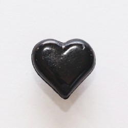 Lot de 10 x Boutons Coeur à Queue 15mm : Noir