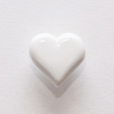 Lot de 10 x Boutons Coeur à Queue 15mm : Blanc