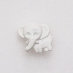 Lot de 10 x Boutons Eléphant à Queue 15mm : Blanc