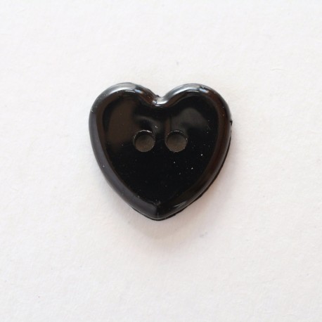 Boutons Coeur 13mm Noir : Lot de 10