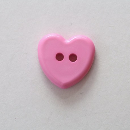 Boutons Coeur 13mm Rose Bonbon : Lot de 10