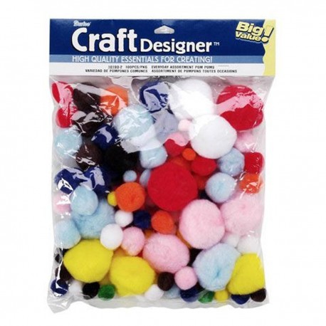 Pompons Tailles Mixtes x 100 Couleurs Mixtes