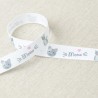 Ruban Taffetas Imprimé Chat Meow 15mm - Vendu au Mètre