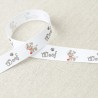 Ruban Taffetas Imprimé Chien Woof 15mm - Vendu au Mètre