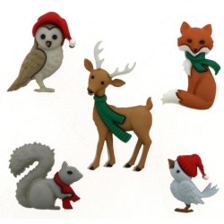 Boutons Dress It Up : Collection Noël - Woodland Holiday : Animaux de la Forêt