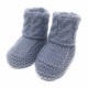 Chaussons Bébé Motif Torsades Tricotés Main - Couleur Gris