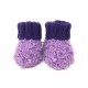 Chaussons Bébé Effet Polaire Tricotés Main - Couleur Violet Taille 0 - 6 Mois