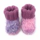 Chaussons Bébé Effet Polaire Tricotés Main - Couleur Violet et Rose Taille 0 - 6 Mois