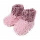 Chaussons Bébé Effet Polaire Tricotés Main - Couleur Rose Taille 0 - 6 Mois