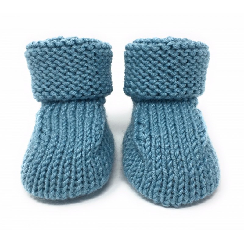 Tricots Pour Bebe Chaussons Laine De Luxe Manchette Point Mousse