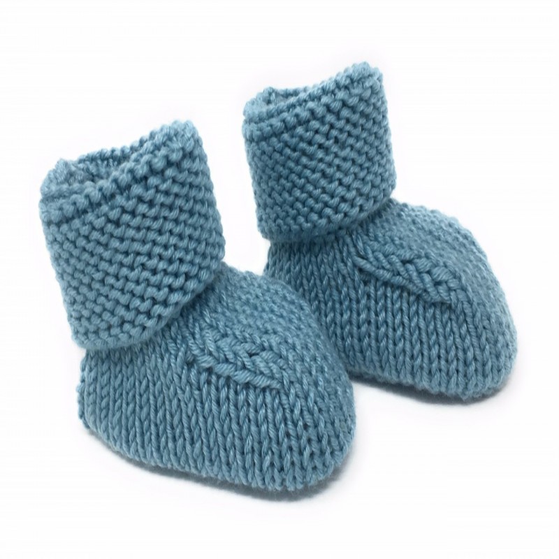 Tricots Pour Bebe Chaussons Laine De Luxe Manchette Point Mousse