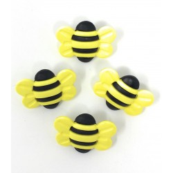 Bouton Abeille à Queue 25mm Jaune et Noir : Lot de 4