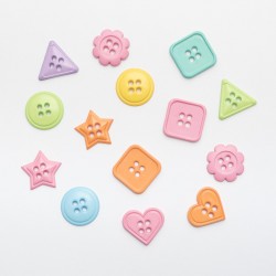 Assortiment de 50 Boutons Taille et Couleur Mixtes pour Scrapbooking - Formes Pastel