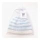 Bonnet Bébé en Coton Rayé Tricoté à la Main Blanc et Bleu Taille 0 - 3 Mois