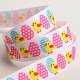 Ruban Gros-Grain 16mm Oeuf de Pâques et Poussins en Bobine de 5 Mètres