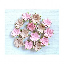 Fleurs en Papier Artisanal avec Perle 3CM Lot de 14 Rose Blush