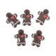 Boutons Fantaisie de Noël Pingouin Renne et Bonhomme de Pain d'Epice Lot de 6