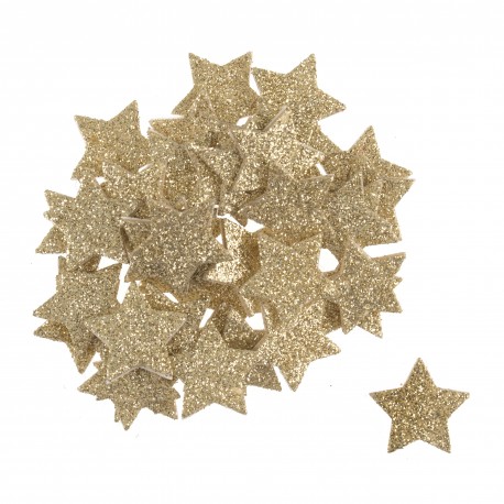 Etoiles Doré en Mousse Pailletées Autocollantes 20 mm - Embellissement Noël