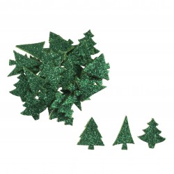 Sapin Vert en Mousse Pailletées Autocollantes 22 x 26 mm - Embellissement Noël