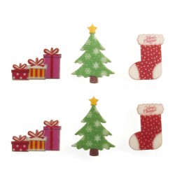 Formes Décoratifs en Bois Autocollant Noël Assorti Pudding de Noël, Sapin - Embellissement Noël