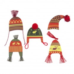 Embellissement Autocollant 3D Noël - Bonnet d'Hiver x 5