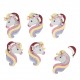 Embellissement Autocollant 3D Noël - Licorne x6