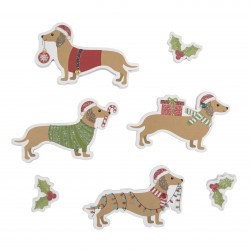 Embellissement Autocollant 3D Noël - Teckel / Chien x7