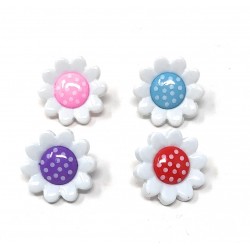 Boutons Fantaisie Fleur Marguerite 14mm Couleur aux Choix Lot de 6