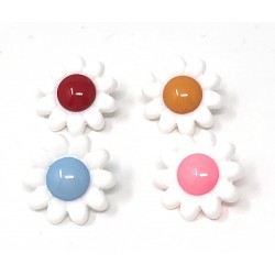 Boutons Fantaisie Fleur Marguerite 14mm Couleur aux Choix Lot de 6