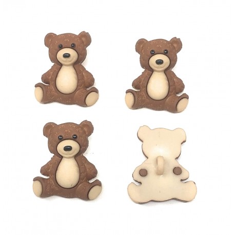 Bouton Ourson / Nounours - Boutons Fantaisie Dress It Up - Lot de 4