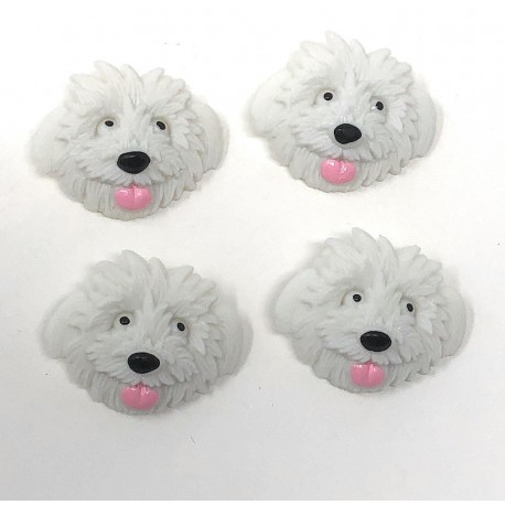 Bouton Tête de Chien Blanc - Boutons Fantaisie Dress It Up - Lot de 4