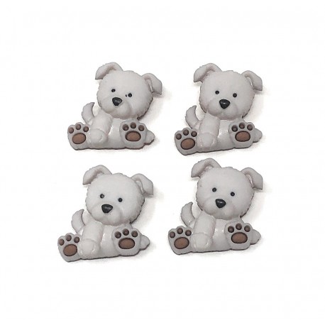 Bouton Chien Gris Assis - Boutons Fantaisie Dress It Up - Lot de 4