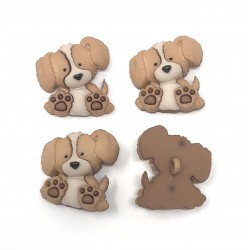 Bouton Chien Beige et Crème Assis - Boutons Fantaisie Dress It Up - Lot de 4