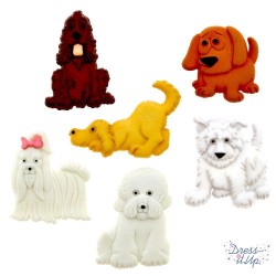 Boutons Galore caniches 4437-Chien Chiens robe rose it up
