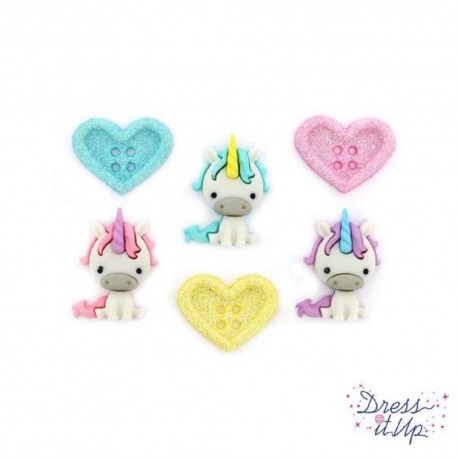 Boutons Dress It Up : Unicorn Love / Amour de Licorne - Boutons 3D