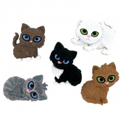 Boutons Dress It Up : Kitten Kaboodle / Mélange de Chatons / Chats - Boutons 3D