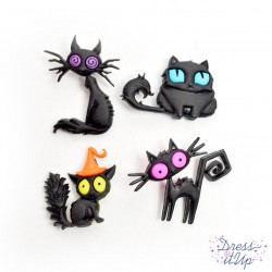 Boutons Dress It Up : Halloween - Boutons 3D Creeped Out Cats / Chats Effrayés