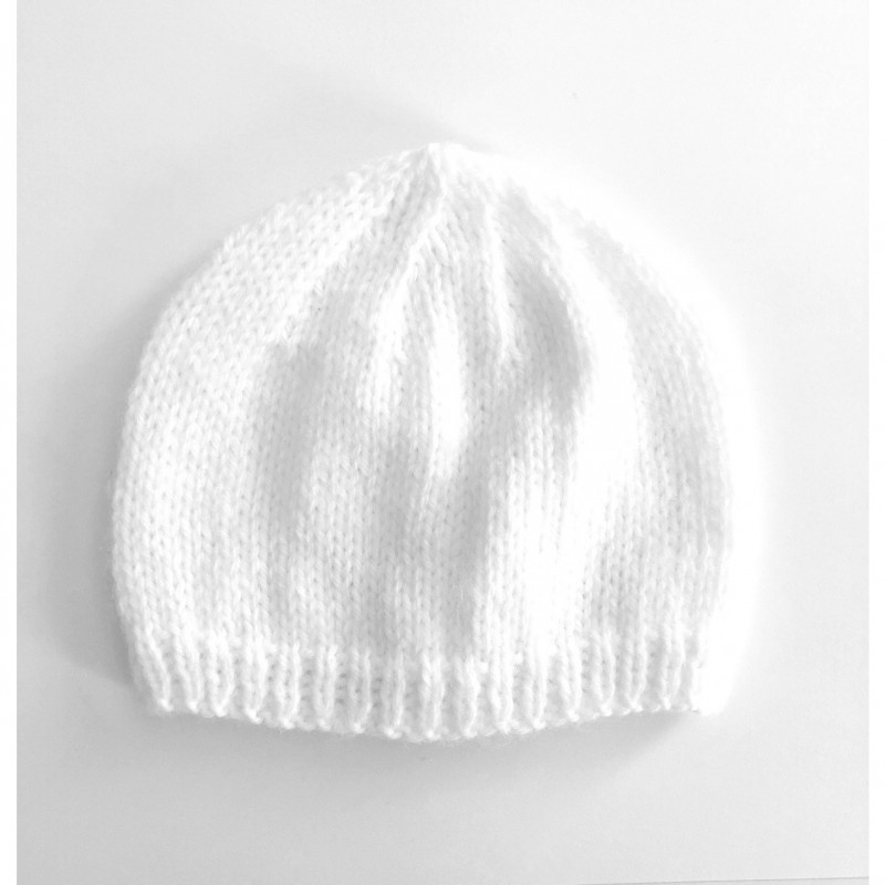 Bonnet de Naissance Bébé en Tricot Fait Main